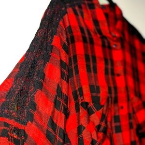 Guess: Plaid and Lace long sleeve shirt